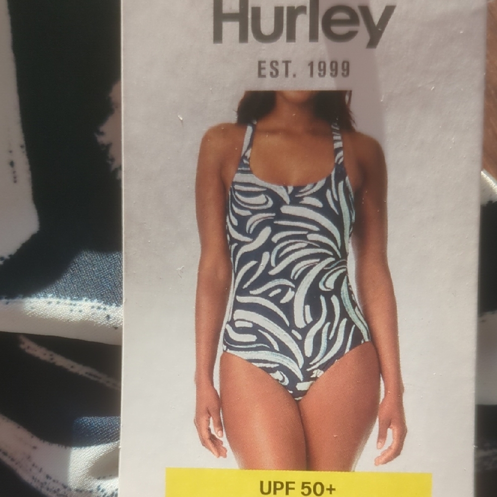 Hurley Women's Navy and White One-Piece Swimsuit